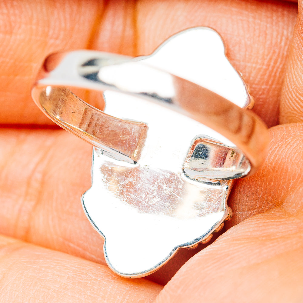 Southwestern Style Ice Blue Dahlia Turquoise Ring Size 8 (.925 Sterling Silver)