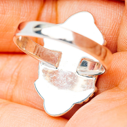 Southwestern Style Ice Blue Dahlia Turquoise Ring Size 8 (.925 Sterling Silver)