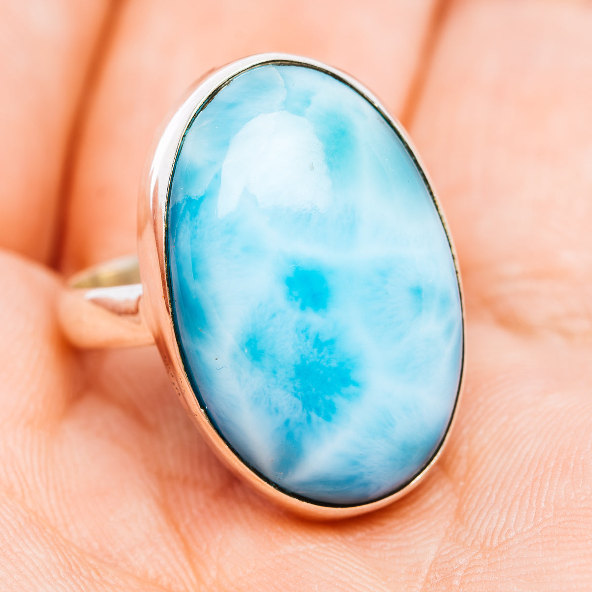 Larimar Ring Size 8 (.925 Sterling Silver)