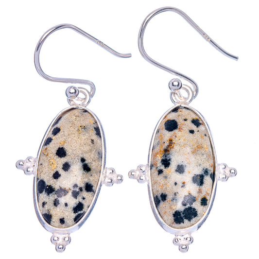 Dalmatian Jasper Earrings 1 1/2" (925 Sterling Silver) E1883
