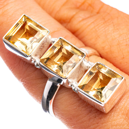 Large Faceted Citrine 925 Sterling Silver Ring Size 8