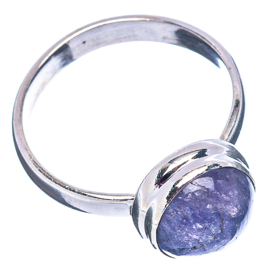 Rare tanzanite ring, oval purple stone set on .925 sterling silver, split band view
