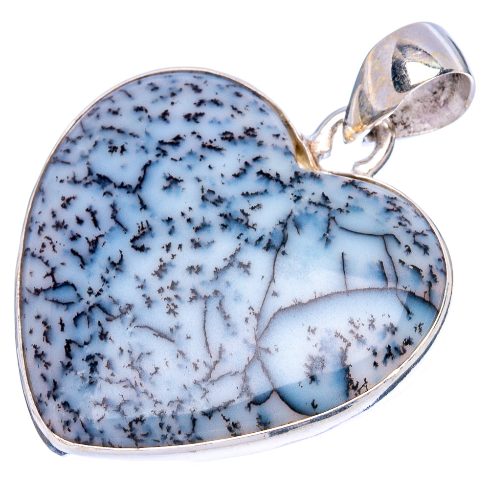 Dendritic Opal Heart Pendants 1 3/8" (925 Sterling Silver) P43276