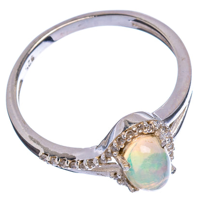 Rare Ethiopian Opal, Cubic Zirconia Ring Size 7 (.925 Sterling Silver)