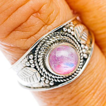 Pink Moonstone Cocktail Ring Size 8.75 (.925 Sterling Silver)