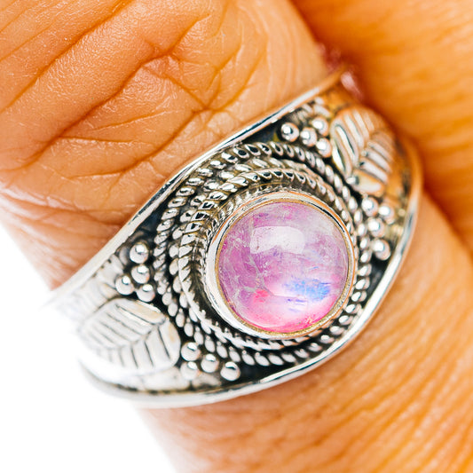 Pink Moonstone Cocktail Ring Size 8.75 (.925 Sterling Silver)