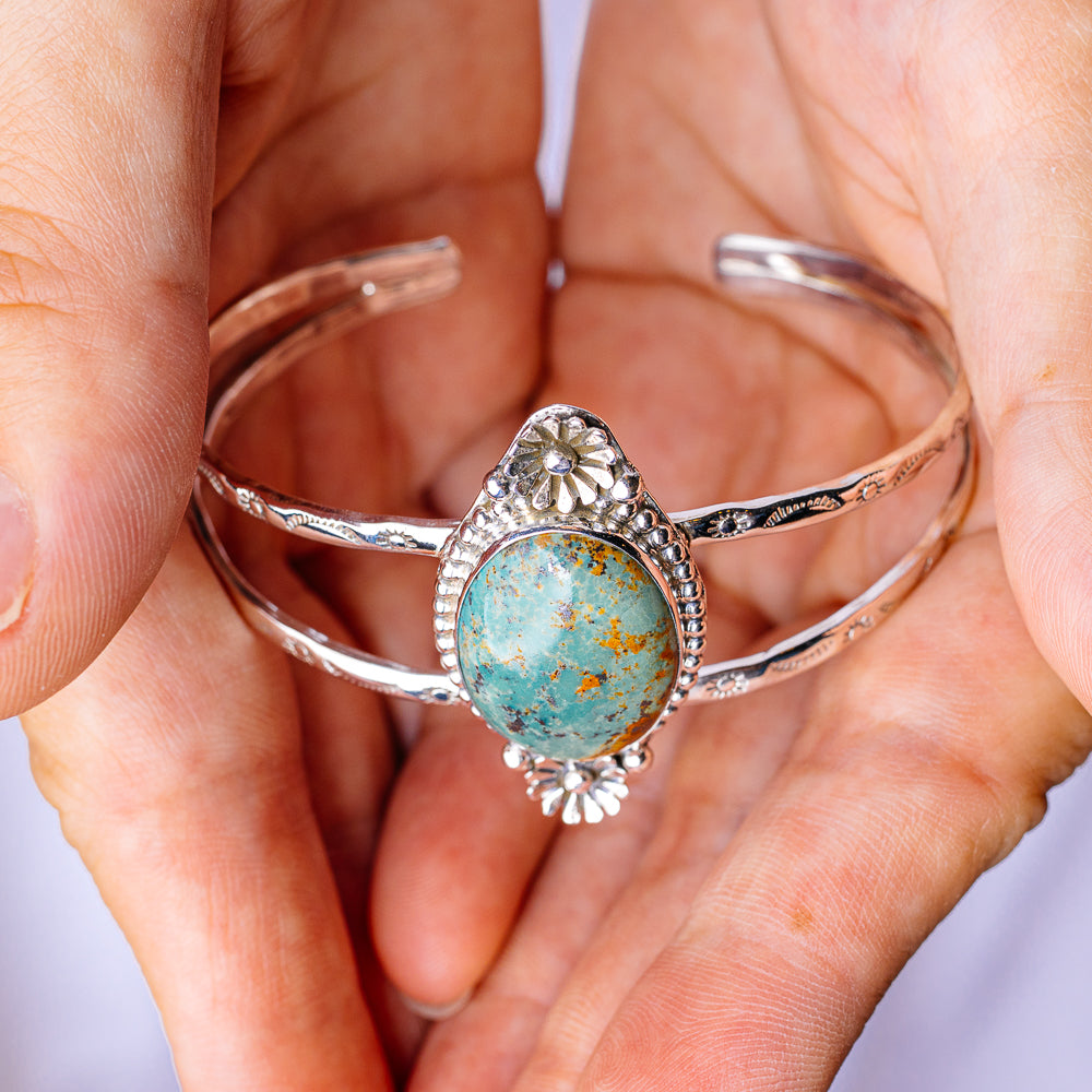 Royston Turquoise Bracelet Adjustable (.925 Sterling Silver)