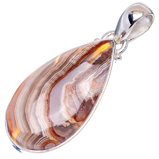 Laguna Lace sterling silver agate pendant, teardrop with lace banding
