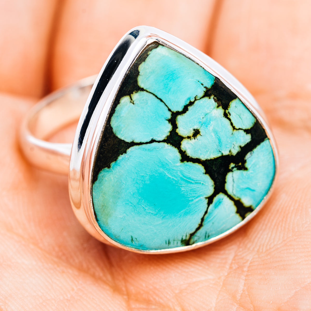 Premium Tibetan Turquoise Ring Size 10 (.925 Sterling Silver)