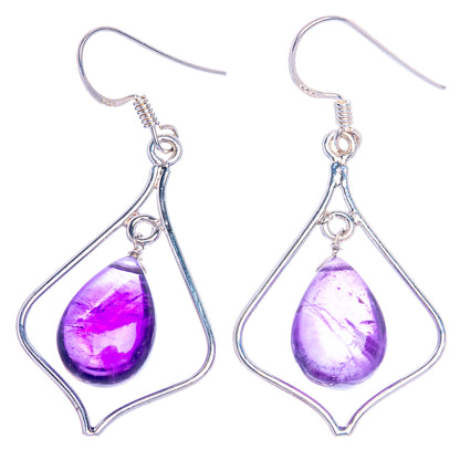 Amethyst Earrings 1 7/8" (925 Sterling Silver) E1011