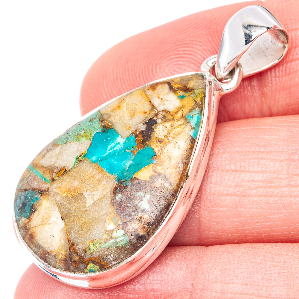 Rare Royston Matrix Turquoise Pendant 1 5/8" (925 Sterling Silver) P40951