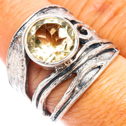(Classic Series) Lemon Quartz Ring Size 7.5 (.925 Sterling Silver)