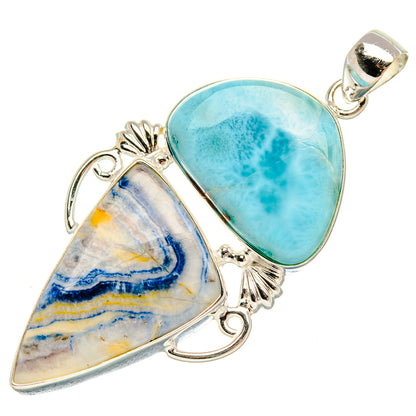 Blue Scheelite, Larimar Pendant 2 3/4" (925 Sterling Silver) PD37914