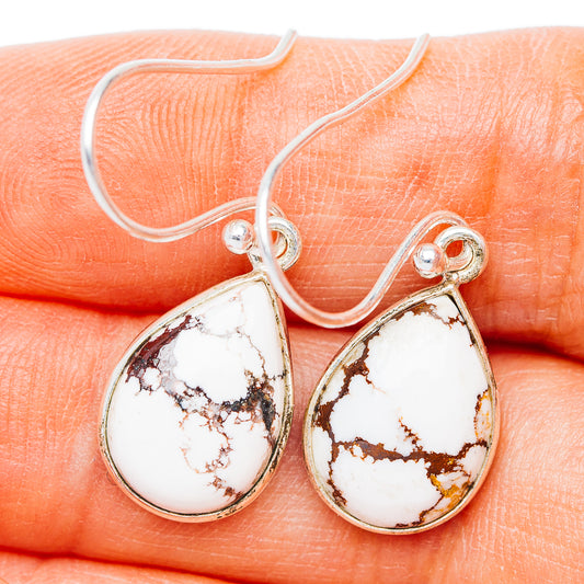 White Horse Jasper Earrings 1 1/4" (.925 Sterling Silver)