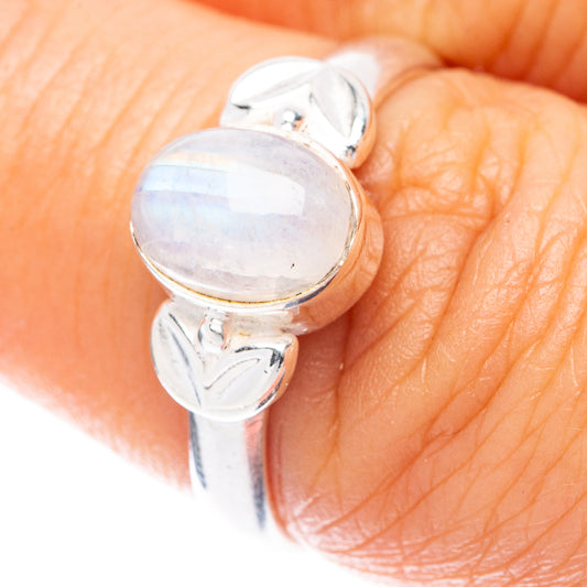 Rainbow Moonstone Ring Size 6.75 (925 Sterling Silver) R5580