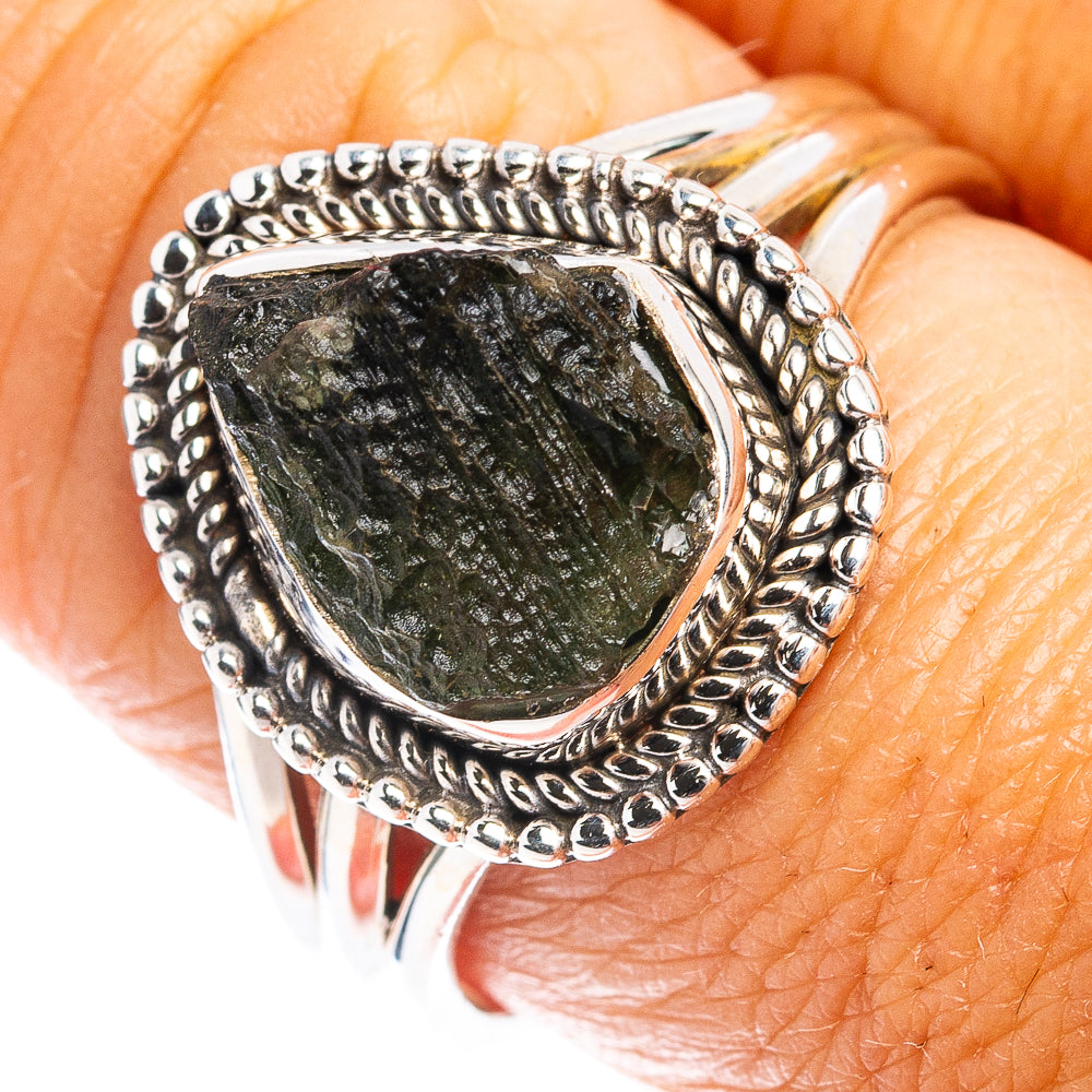 Rare Moldavite Ring Size 9 (.925 Sterling Silver)