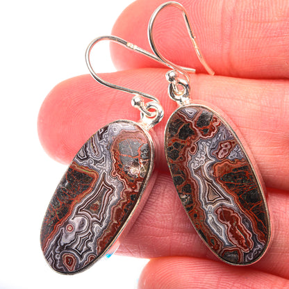 Crazy Lace Agate Earrings 1 5/8" (925 Sterling Silver) EARR432144