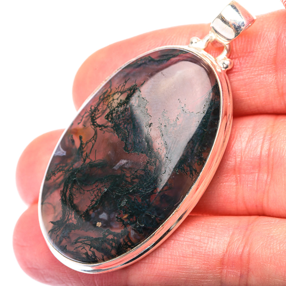Green Moss Agate Pendant 2" (925 Sterling Silver) PD38561