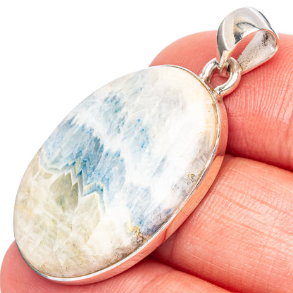 Blue Scheelite Pendant 1 5/8" (925 Sterling Silver) P43123