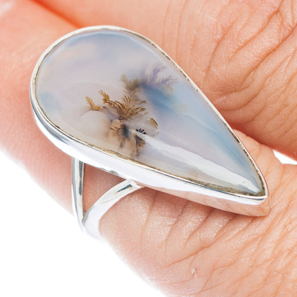Premium Scenic Dendritic Agate Ring Size 6.5 (.925 Sterling Silver)