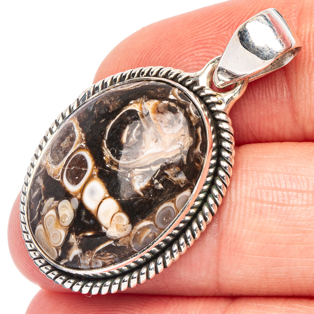 Turritella Agate Pendant 1 3/8" (925 Sterling Silver) P44763