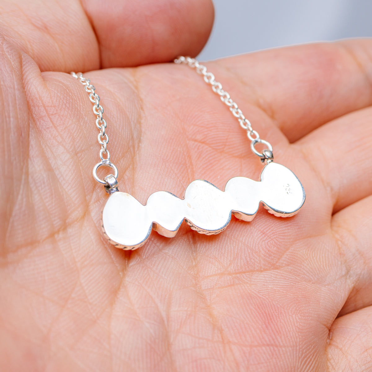 Southwestern Style Cotton Candy Turquoise Necklace 17 to 19" (.925 Sterling Silver)
