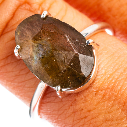 Faceted Labradorite Ring Size 9 (.925 Sterling Silver)