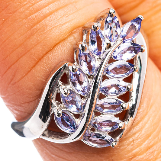 925 sterling silver ring with oval purple gemstone cluster, size 7.5