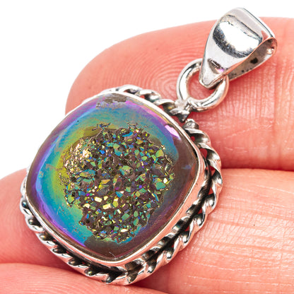 Titanium Druzy Pendant 1 1/8" (925 Sterling Silver) P42440
