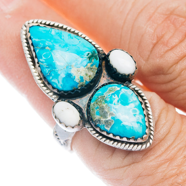 Exclusive Sierra Bella Turquoise, White Buffalo Turquoise Ring Size 6 Adjustable (.925 Sterling Silver)