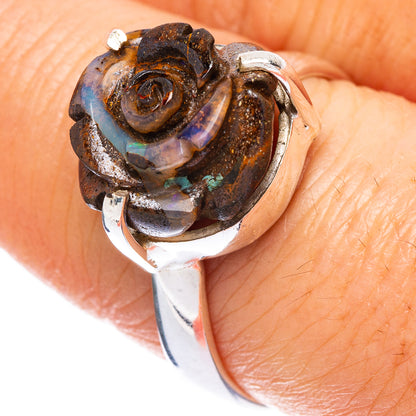 Rare Boulder Opal Rose Ring Size 8.75 (925 Sterling Silver) R2534