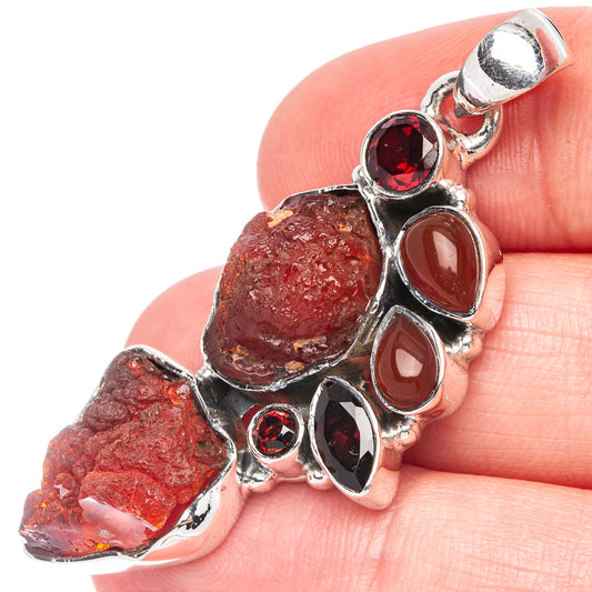 Sunstone, Garnet, Carnelian Pendant 1 7/8" (925 Sterling Silver) P44331