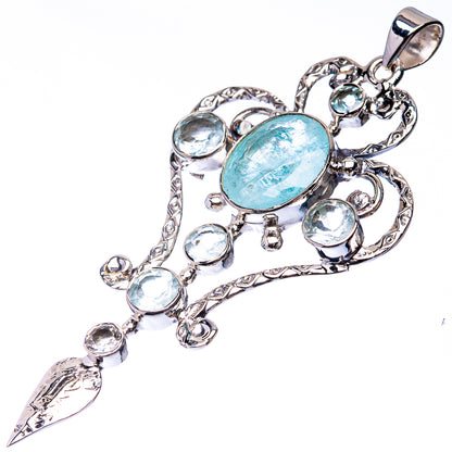 Signature Aquamarine Pendant 2 7/8" (925 Sterling Silver) P38736