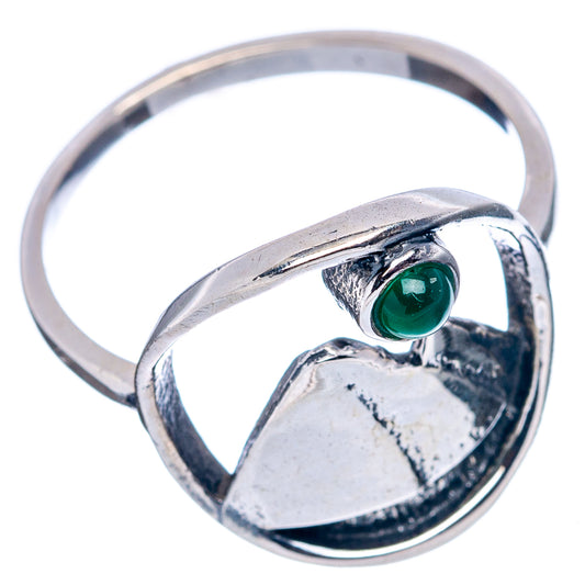 925 sterling silver ring with green onyx bezel and sculpted mountain peak detail