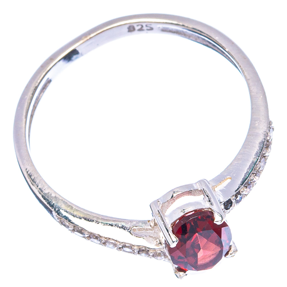 Value Faceted Garnet, Cubic Zirconia Ring Size 7 (.925 Sterling Silver)