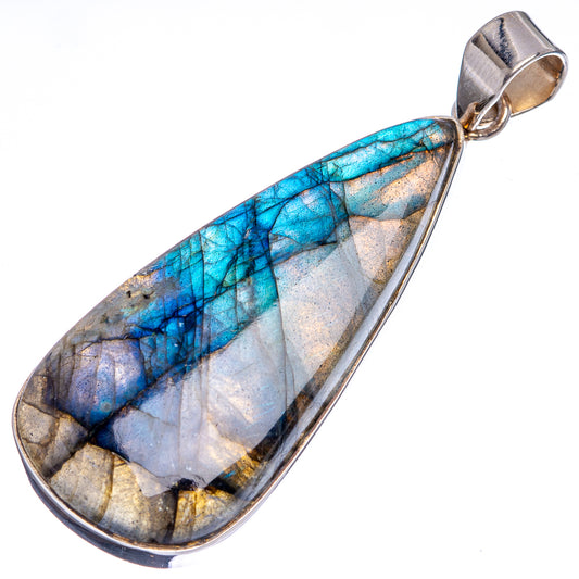 Labradorite pendant in .925 sterling silver with blue-gray teardrop gemstone