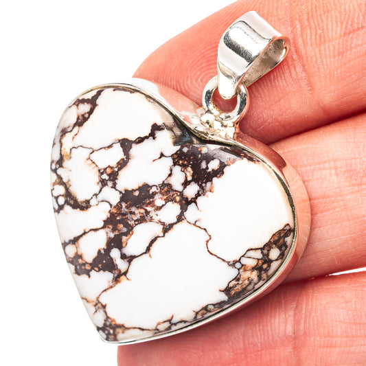 Wild Horse Jasper Heart Pendant 1 1/2" (.925 Sterling Silver)