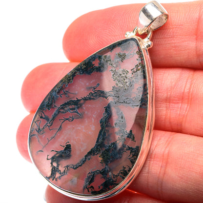 Green Moss Agate Pendant 2" (925 Sterling Silver) PD38486