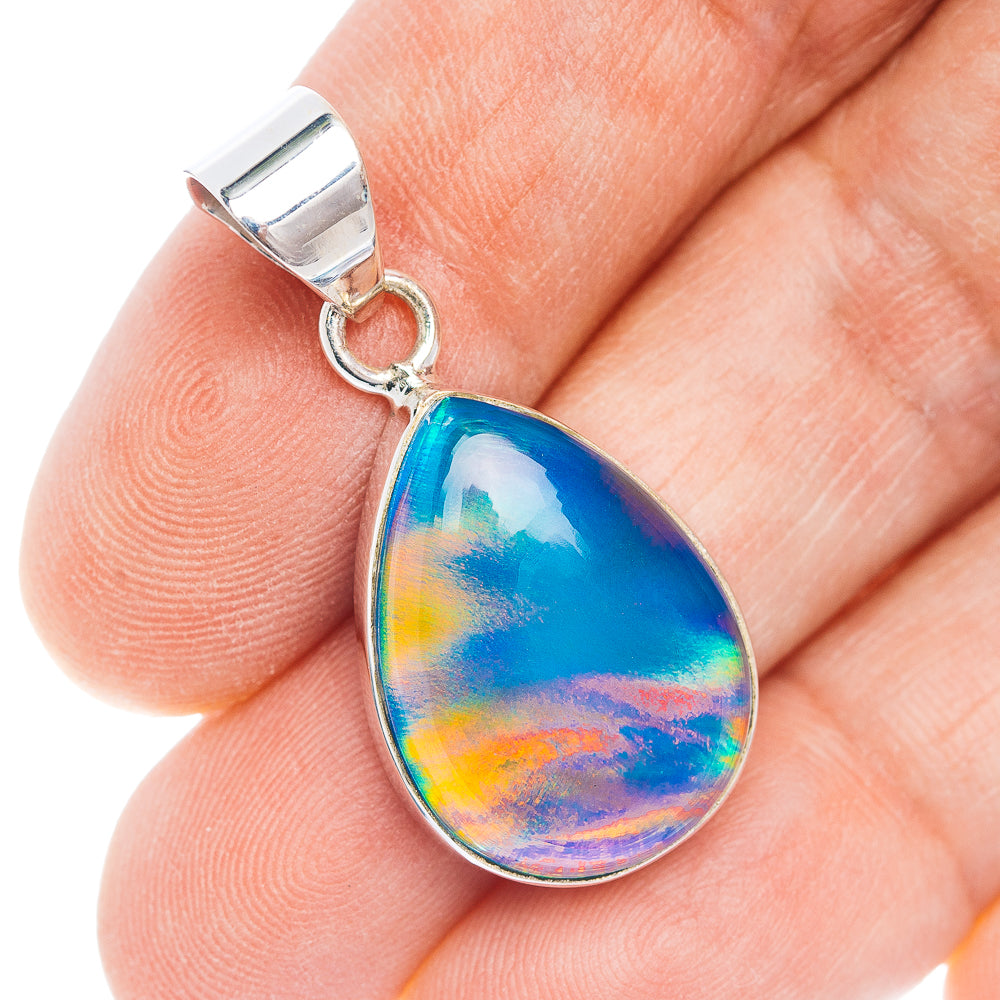 Aurora Opal Pendant 1 3/8" (.925 Sterling Silver)