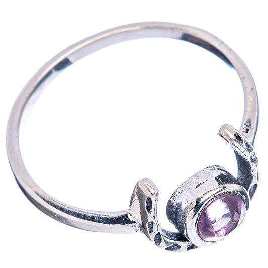 Sterling silver horseshoe dainty ring with purple amethyst stone and open loop shank