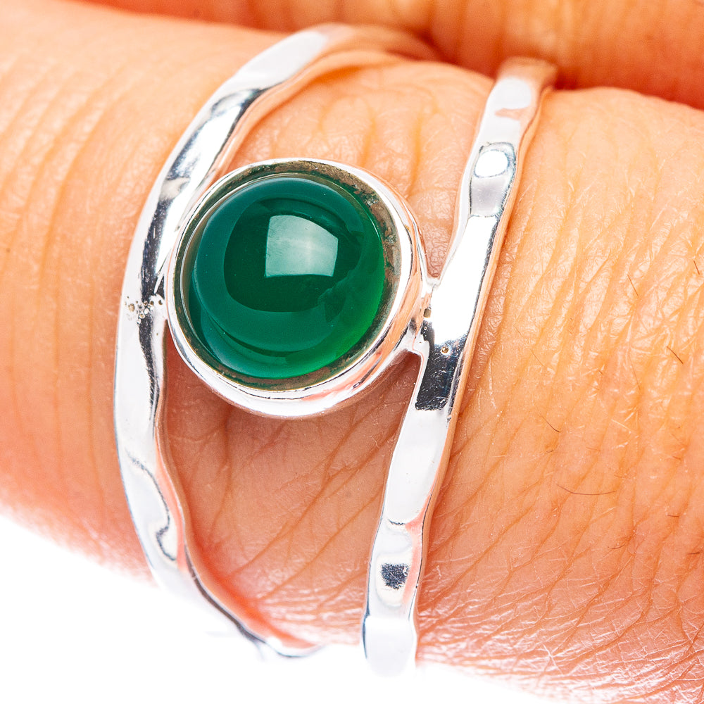 Green Onyx Dainty Ring Size 8 (925 Sterling Silver) R5850