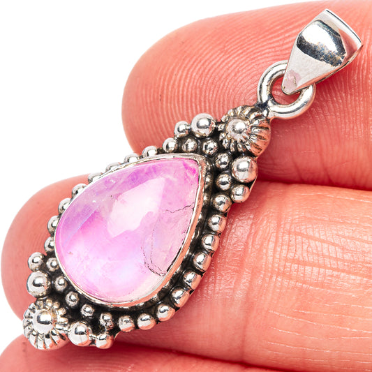 Pink Moonstone Pendant 1 3/8" (925 Sterling Silver) P42416