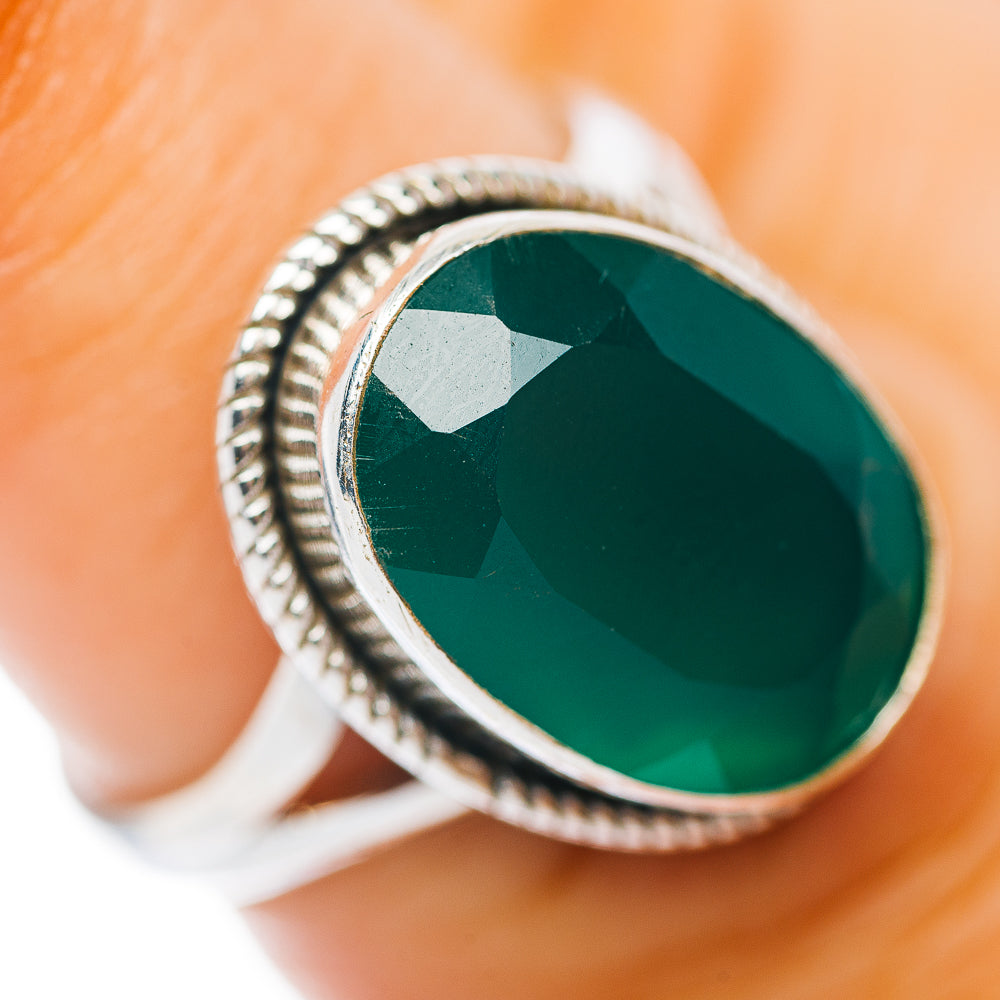 Green Onyx Ring Size 6.5 (.925 Sterling Silver)