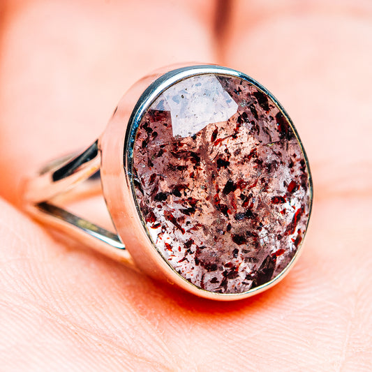Oval .925 sterling silver ring with faceted lepidocrocite stone, silvertone bezel