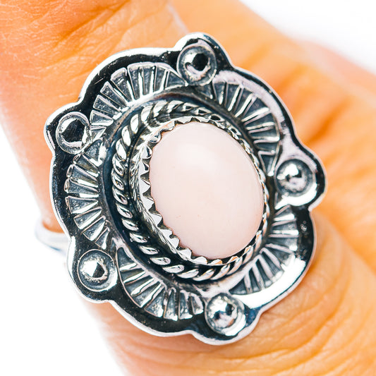 Southwestern Style Pink Opal Ring Size 5.75 (.925 Sterling Silver)