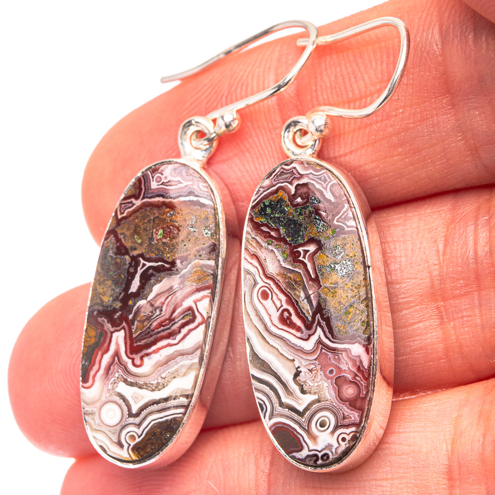 Crazy Lace Agate 925 Sterling Silver Earrings 1 5/8" (925 Sterling Silver) EARR432208