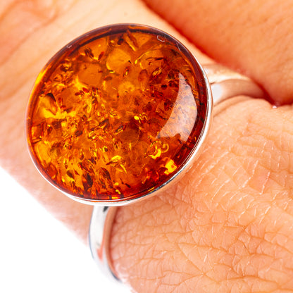 Baltic Amber Ring Size 8 Adjustable (.925 Sterling Silver)