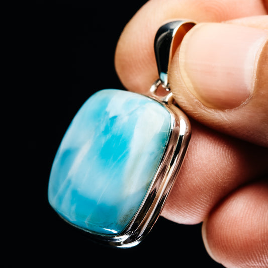 Premium Larimar Pendant 1 3/8" (.925 Sterling Silver)