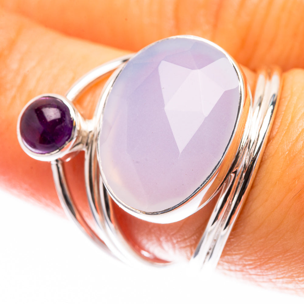 Premium Rainbow Moonstone, Amethyst Ring Size 7 (925 Sterling Silver) R141868