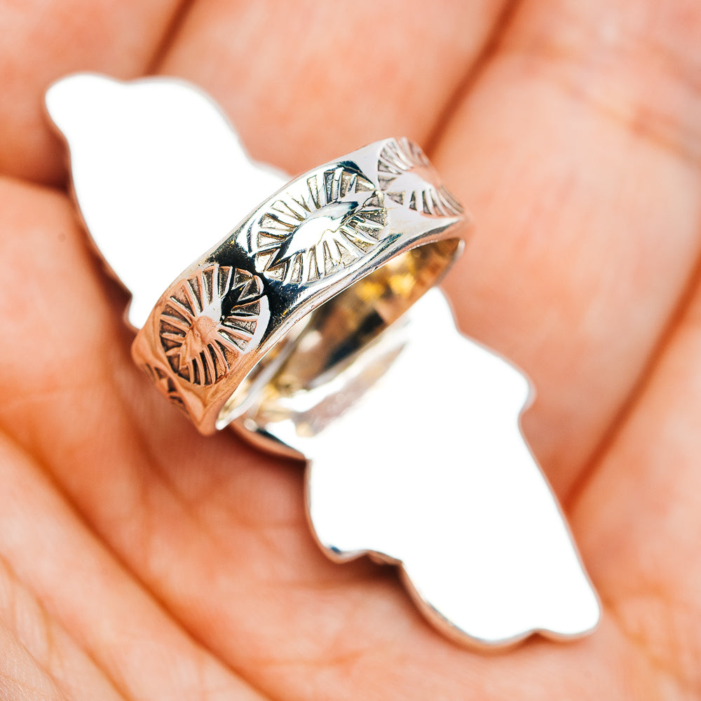 Exclusive Southwestern Style Campitos Turquoise Ring Size 7 Adjustable (.925 Sterling Silver)